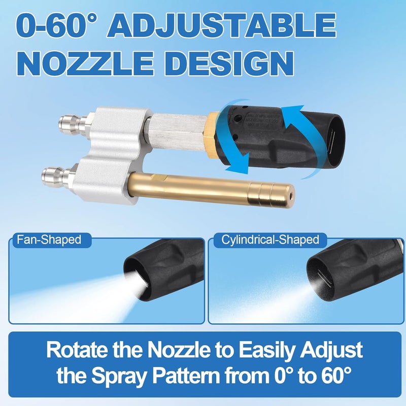 SYFLHYP 2 in 1 Downstream Soft Wash Chemical Nozzle, M5 Twist Shooter Tips Nozzles, 0-60° Adjustable Spray Pattern, for 1700-6000 PSI, 3-7 GPM Pressure Washer, with 1/4 in Quick Connector - Image 3